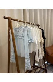 Cat Romance Cellophane Candy Wrapper Dotted Tulle Short and Long Sleeve Blouse(1st Reservation/5 Colours/Full Payment Without Shipping)